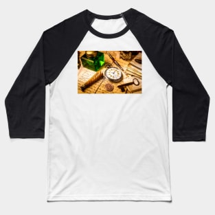 Pocket Watch And Green Ink Well Baseball T-Shirt